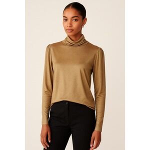 NWT-Tommy‎ Hilfiger XL-Shimmery Gold Mock Turtleneck Top